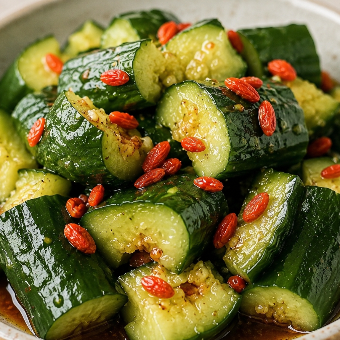 Sweet & Sour Cucumbers with Goji Berries